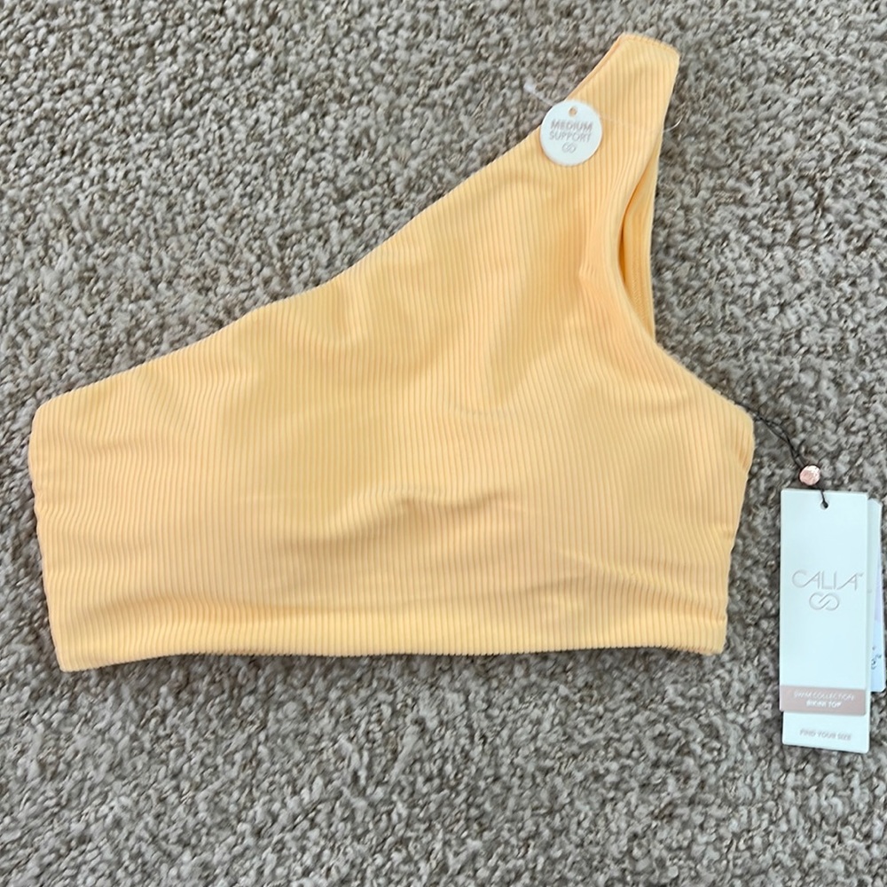 NWT Calia One Shoulder Sunrise Orange Bikini Top Size Medium